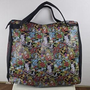Ed Hardy Christian Audigier Geisha Kiss of Death True to My Love Vinyl Tote Bag
